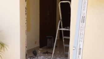 Replacing old windows and wooden doors to new pvc. Spain, Murcia,  Mar Menor