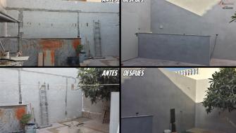 Enlucido paredes con mortero . Reformas de hogar. Mar Menor. Region de Murcia.